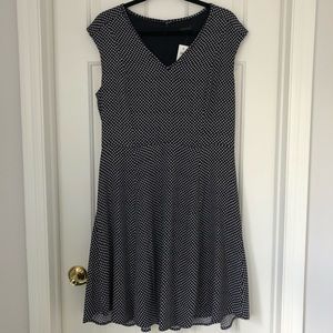 NWT Ann Taylor navy polka dot fit & flare dress